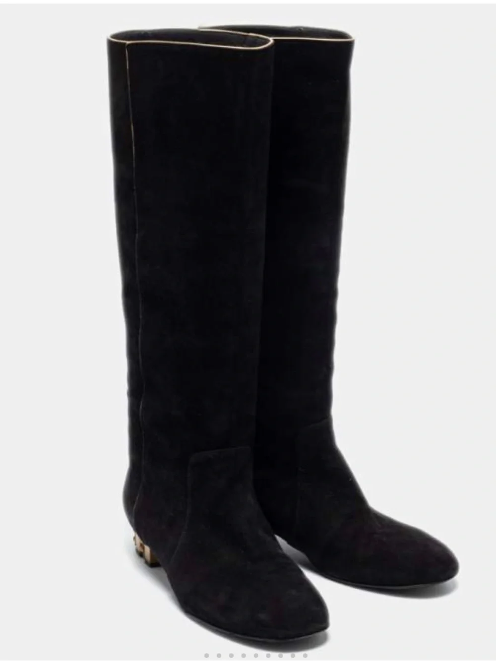 Chanel Black Suede Zip Midcalf Boots
